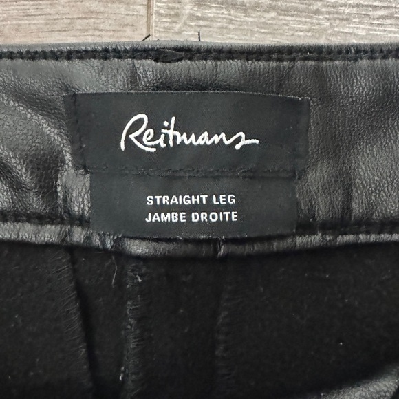 Reitmans Black Straight Leg Pleather Pants - Picture 2 of 4